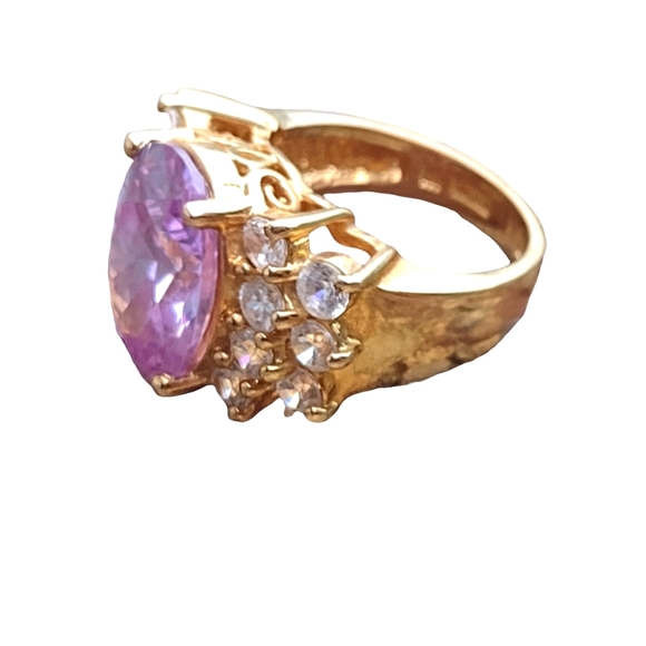 Sterling silver gold vermili ring with pinkish purple stone and czs size… - Picture 4 of 5